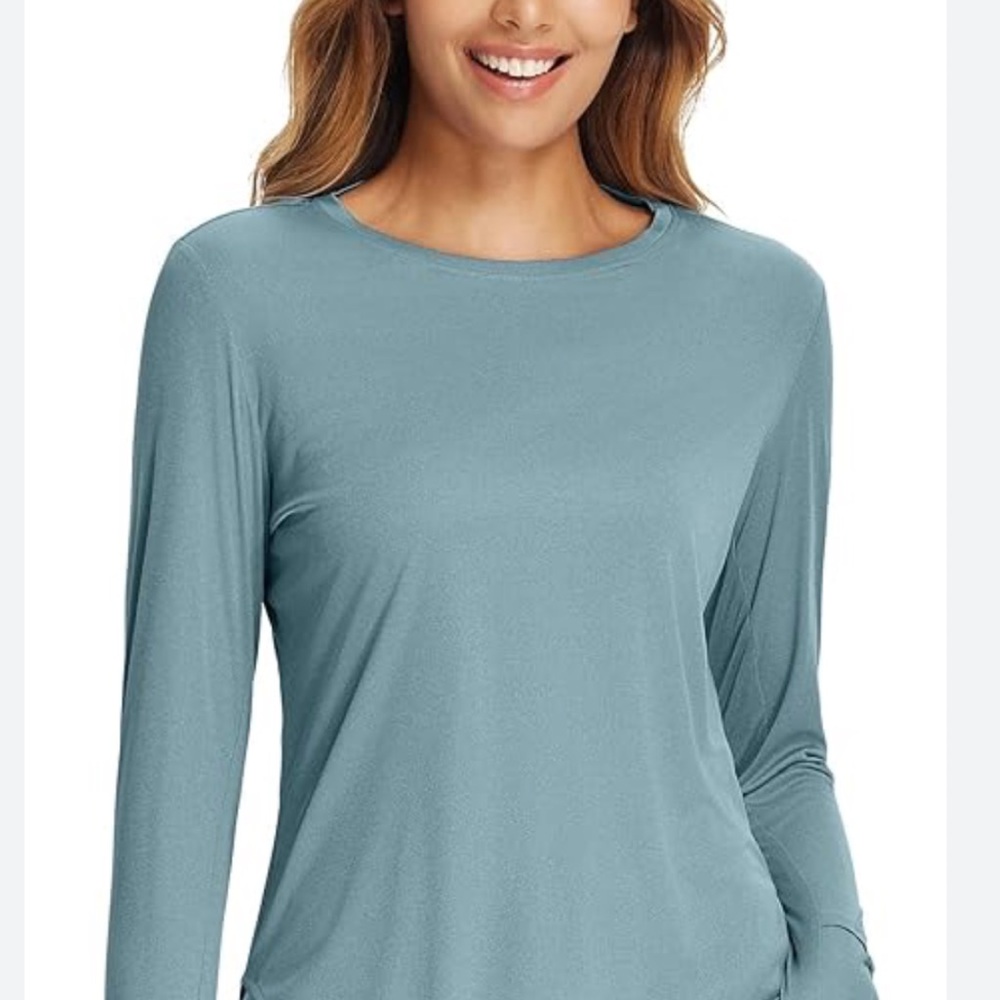 NWT! TRIM & TAILOR soft stretchy blue tee, S.